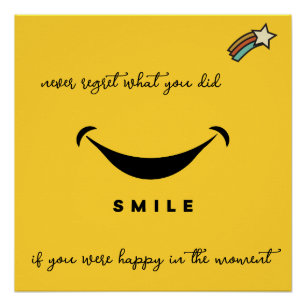 Never regret. Smile! Shooting Star. Editable Poster
