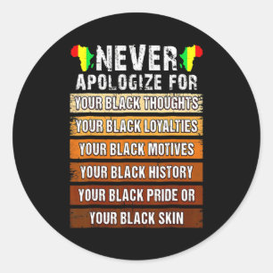 Never Retro Apologize Black History African Melani Classic Round Sticker