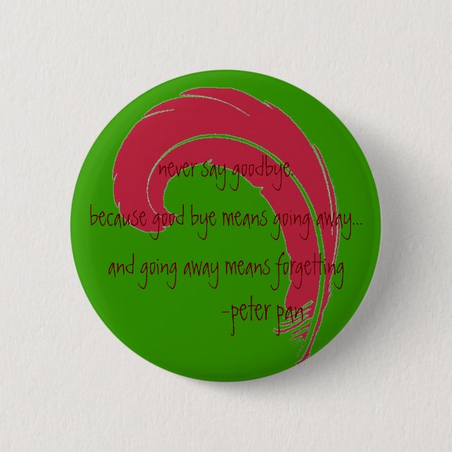 never say goodbye. 6 cm round badge (Front)