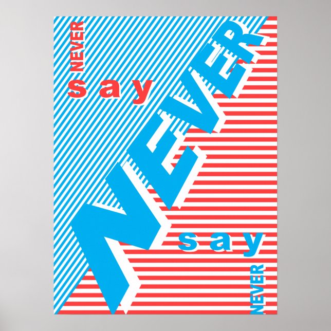 Never Say Never , typography poster, inspiration Poster (Front)