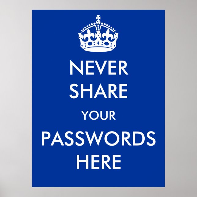 Never Share your Passwords Here Poster (Front)