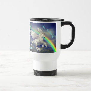 Never Stop Believing Quote Unicorn Personalized  Travel Mug