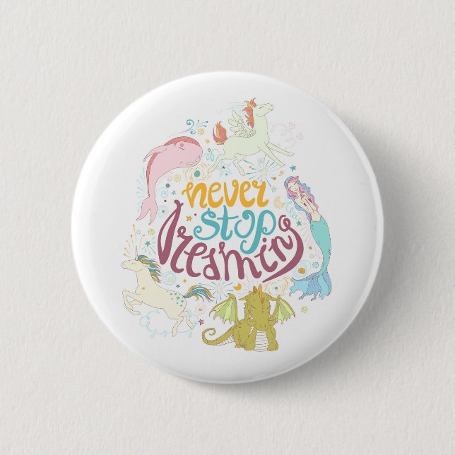 Never Stop Dreaming 6 Cm Round Badge (Front)
