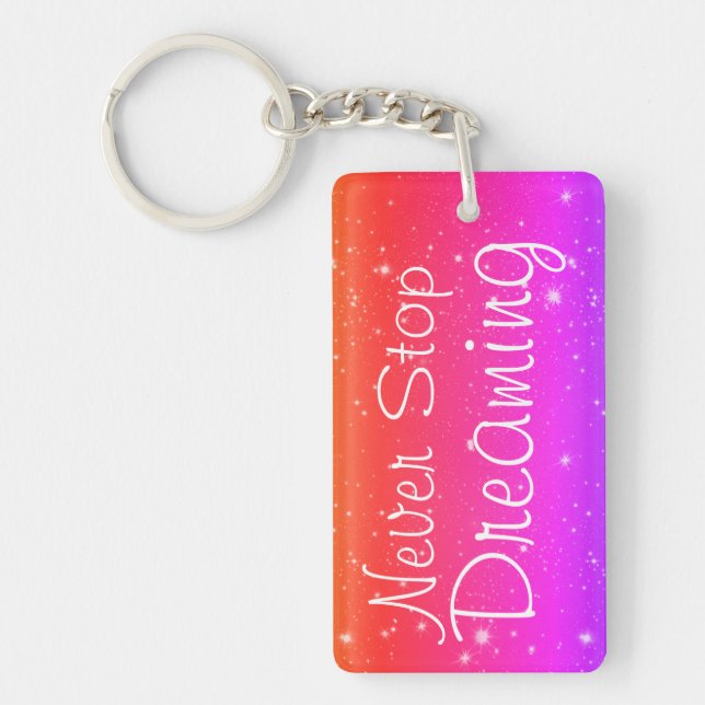 Never Stop Dreaming Colourful Stars Key Ring (Front)