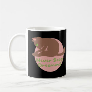 Never stop dreaming Kawaii brown cat practice yoga Coffee Mug