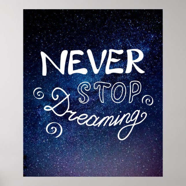 NEVER STOP DREAMING Night Sky Quote Poster (Front)