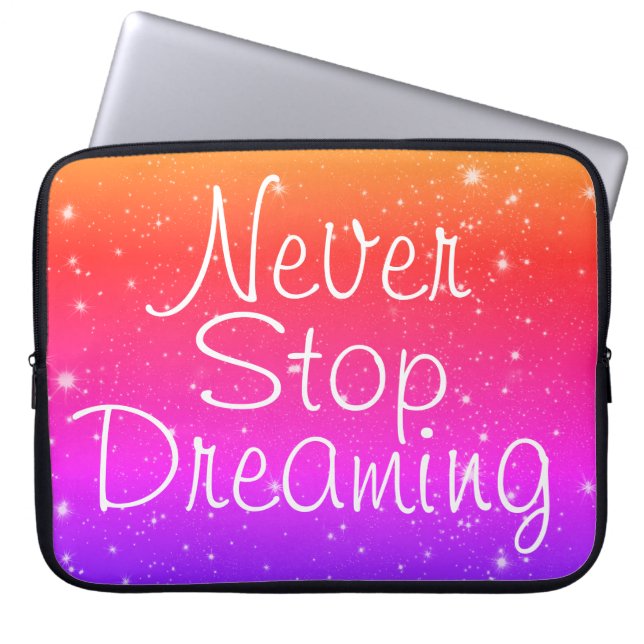 Never Stop Dreaming Rainbow Stars Laptop Sleeve (Front)