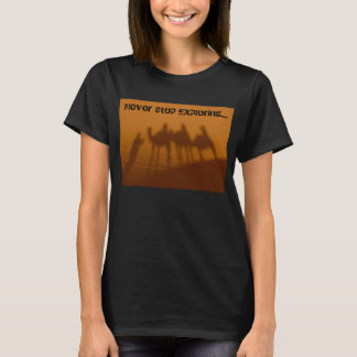 Never Stop Exploring, Sahara Caravan, Organic T-Shirt