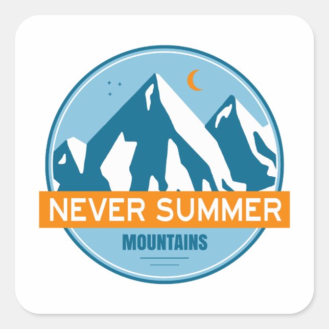 Never Summer Mountains Colorado Stars Moon Square Sticker (Front)