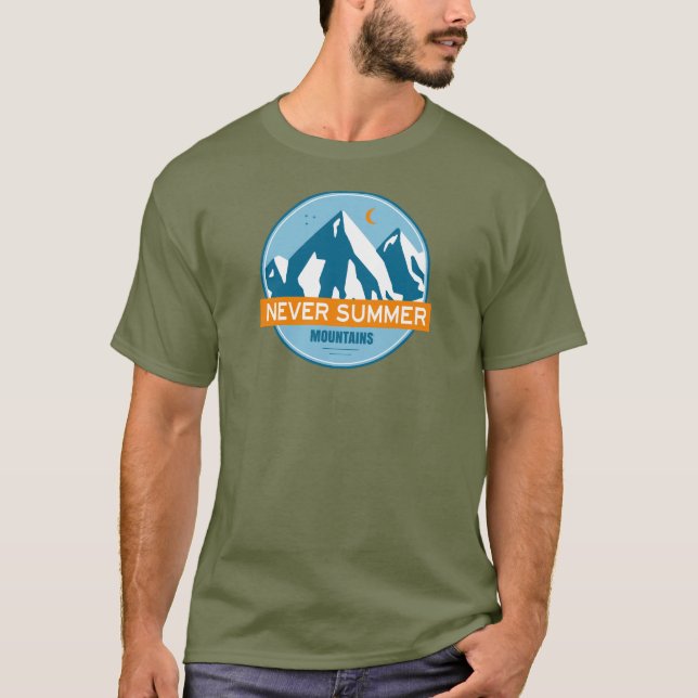 Never Summer Mountains Colorado Stars Moon T-Shirt (Front)