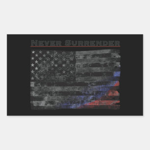 Never Surrender Black American Flag  Rectangular Sticker