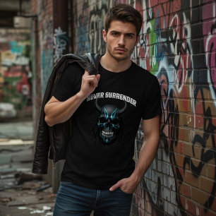 Never Surrender Cyberpunk Skull T-Shirt