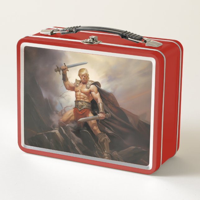 Never Surrender Fantasy Trump Barbarian of Freedom Metal Lunch Box (Front)