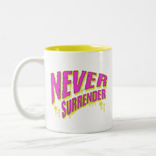Never Surrender Graffiti Motivation Typography Two-Tone Coffee Mug