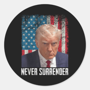 Never Surrender Trump Mug Shot 2024 President Amer Classic Round Sticker