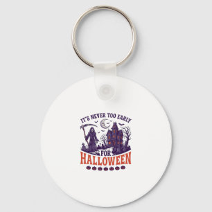 Never Too Early Halloween Grim Reaper Haunted Hous Key Ring
