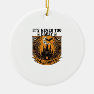 Never Too Early Halloween Haunted House Moon Bat_1 Ceramic Tree Decoration