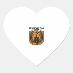 Never Too Early Halloween Haunted House Moon Bat_1 Heart Sticker