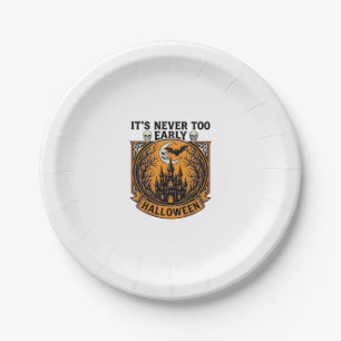 Never Too Early Halloween Haunted House Moon Bat_1 Paper Plate