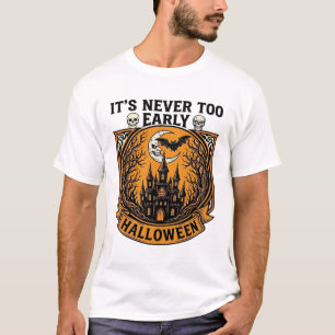 Never Too Early Halloween Haunted House Moon Bat_1 T-Shirt