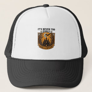 Never Too Early Halloween Haunted House Moon Bat_1 Trucker Hat