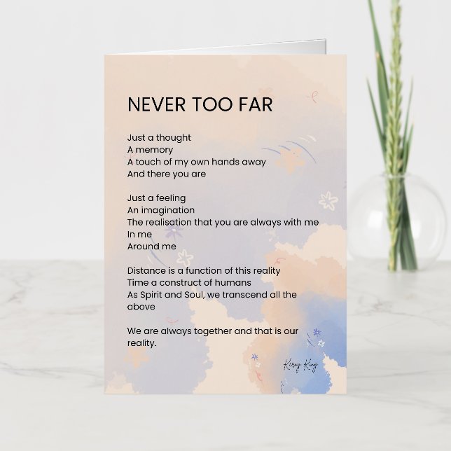 Never Too Late Love Poem Poetry  Foil Greeting Card (Front)