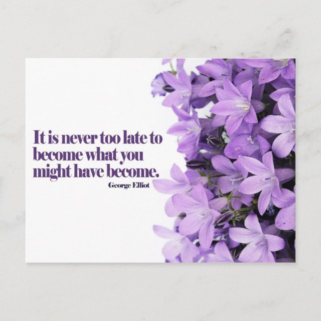 Never Too Late Motivational Postcard (Front)