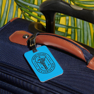 Never Too Late Skeleton Surfer Chick Ocean Vibes Luggage Tag