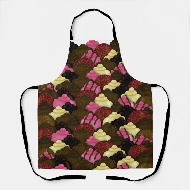 Never Too Much Chocolate - Valentines Day Candy Apron (Front)