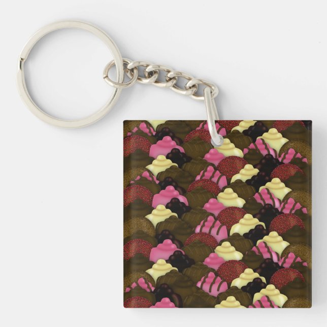 Never Too Much Chocolate - Valentines Day Candy Key Ring (Front)