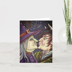 NEVER TOO OLD FOR ROMANCE, WITCH & WARLOCK Blank Holiday Card