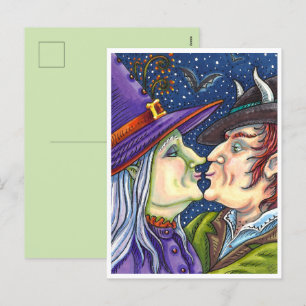 NEVER TOO OLD FOR ROMANCE, WITCH & WARLOCK IN LOVE HOLIDAY POSTCARD