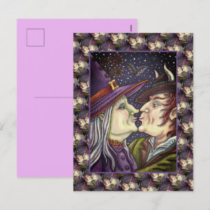 NEVER TOO OLD FOR ROMANCE, WITCH & WARLOCK IN LOVE HOLIDAY POSTCARD