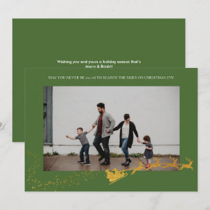 Never Too Old Green Faux Gold Glitter Photo Holiday Card