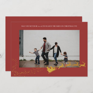 Never Too Old Red Faux Gold Glitter Photo Holiday Card