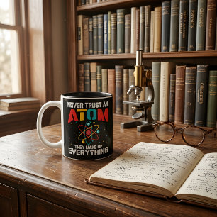 Never trust an atom They make up everything Two-Tone Coffee Mug