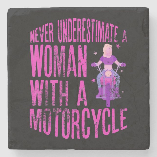 Never under estimate a woman stone coaster (Front)