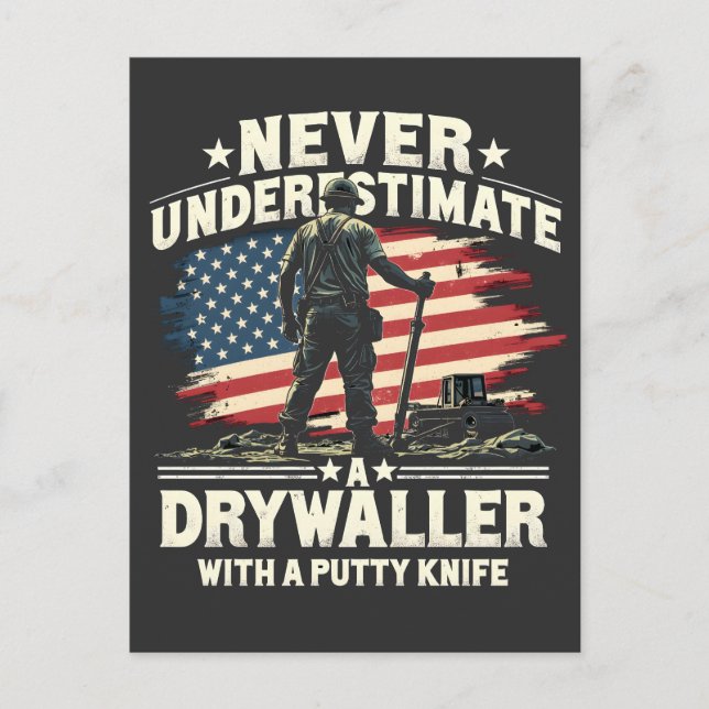 Never Underestimate A Drywaller With a Putty Knife Invitation Postcard (Front)