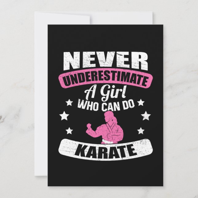 Never Underestimate A Girl Who Can Do Karate Gift Invitation (Front)