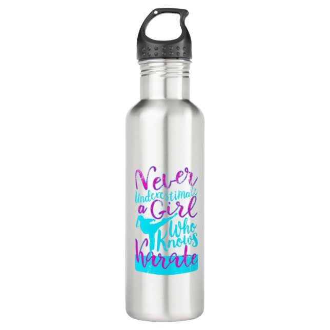 Never Underestimate a Girl Who Knows Karate design 710 Ml Water Bottle (Front)