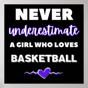 Never underestimate a girl who loves basketball poster