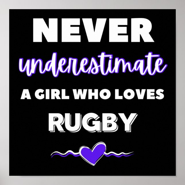 Never underestimate a girl who loves rugby poster (Front)