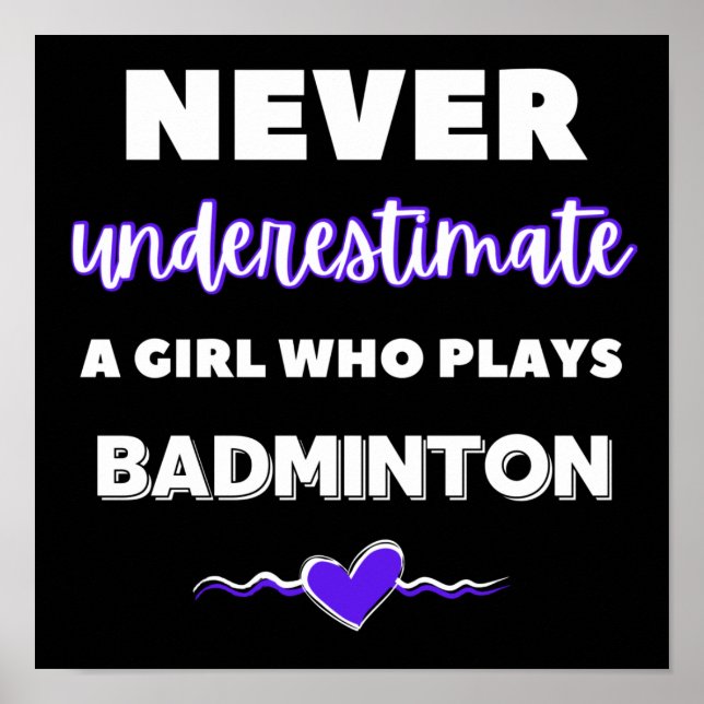 Never underestimate a girl who plays badminton poster (Front)