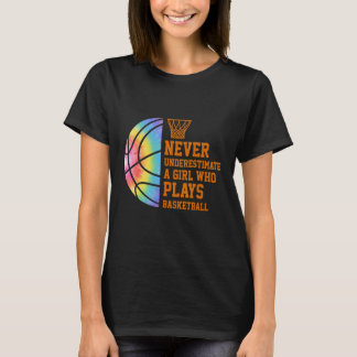 Never Underestimate A Girl Who Plays Basketball T-Shirt