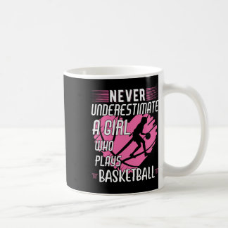 Never Underestimate A Girl Who Plays Bysketbyll Coffee Mug