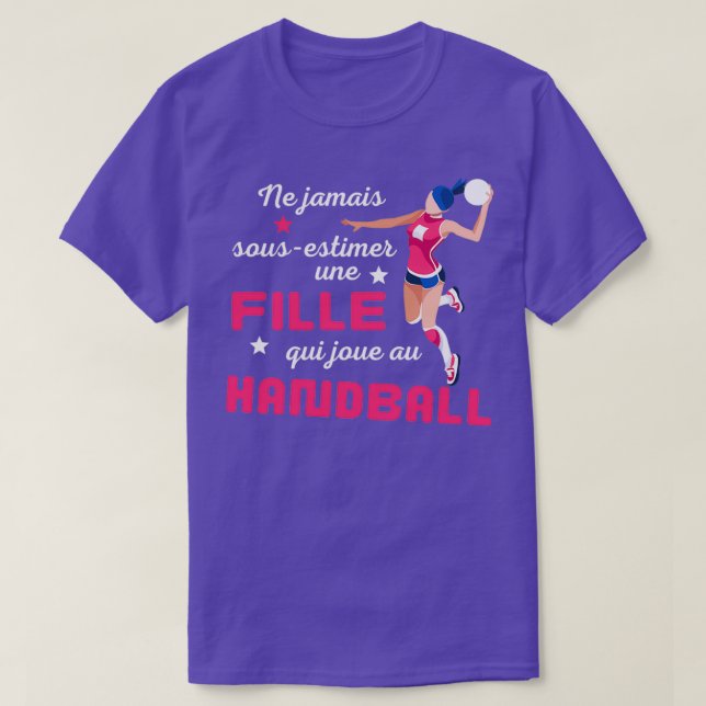 Never underestimate a girl who plays handball humo T-Shirt (Design Front)