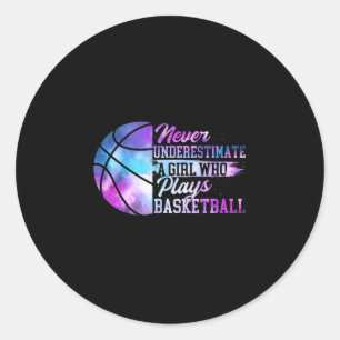 Never Underestimate A Girl Who Plays Sketll Classic Round Sticker