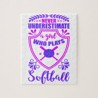 Never Underestimate A Girl Who Plays Softball   Jigsaw Puzzle