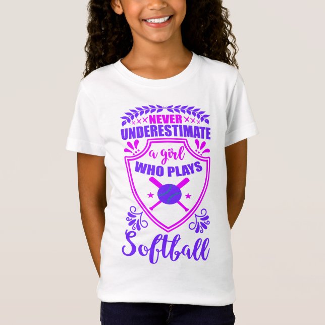 Never Underestimate A Girl Who Plays Softball Tee (Front)