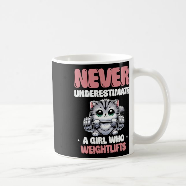 Never Underestimate A Girl Who Weightlifts Weightl Coffee Mug (Right)